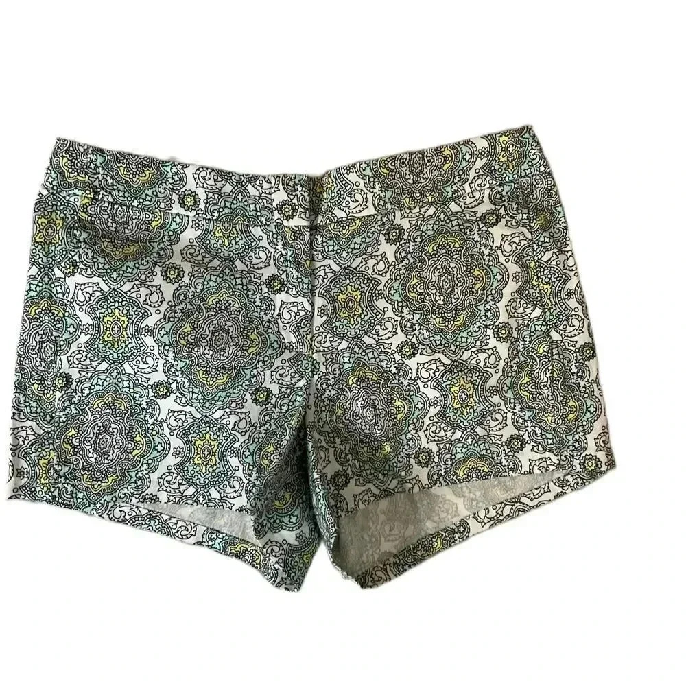 NWT J.Crew Womens Blue Paisley Patterned Chino Shorts Size 8 Button Zipper‎ Fly